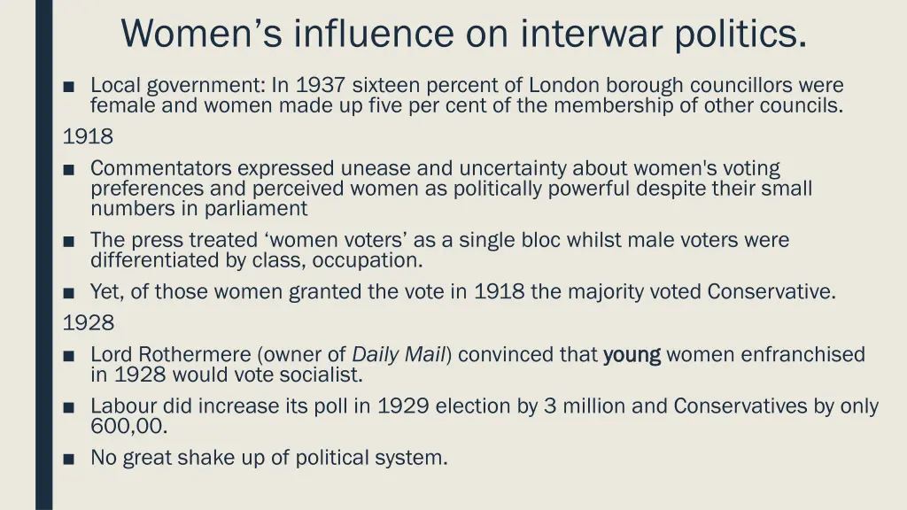 women s influence on interwar politics