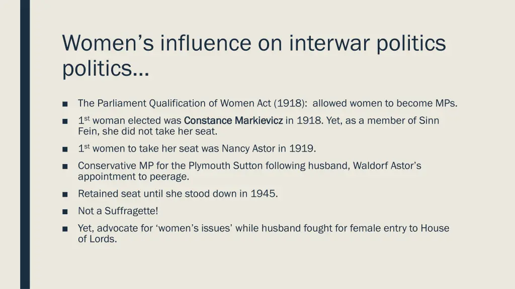 women s influence on interwar politics politics