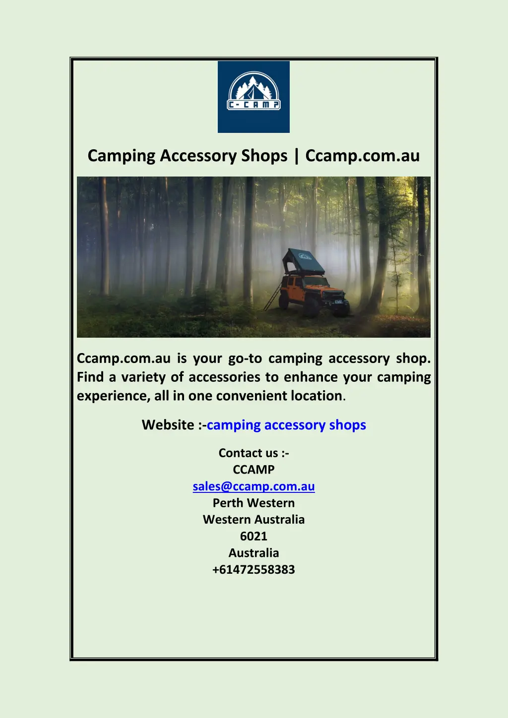 camping accessory shops ccamp com au