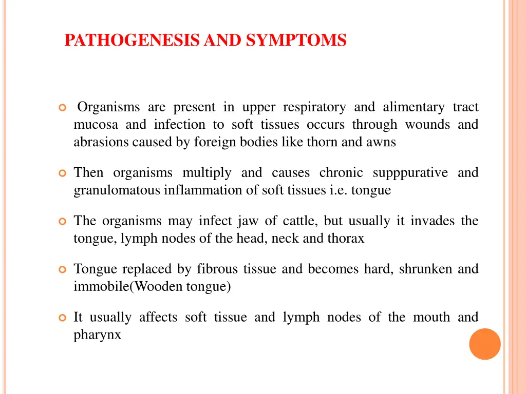 pathogenesis and symptoms