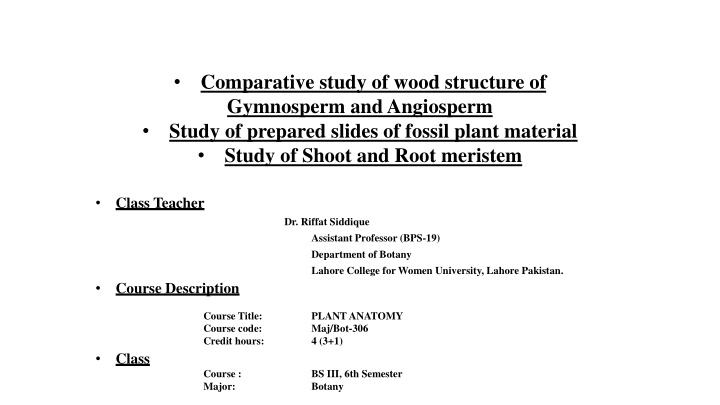 comparative study of wood structure of gymnosperm