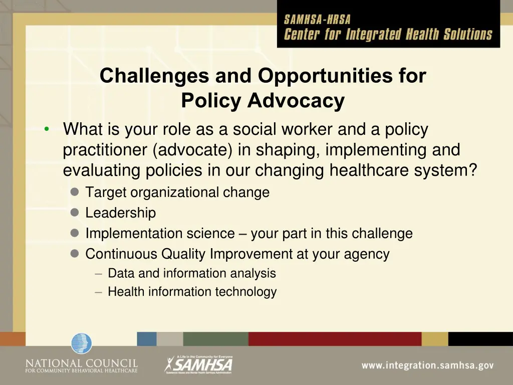 challenges and opportunities for policy advocacy