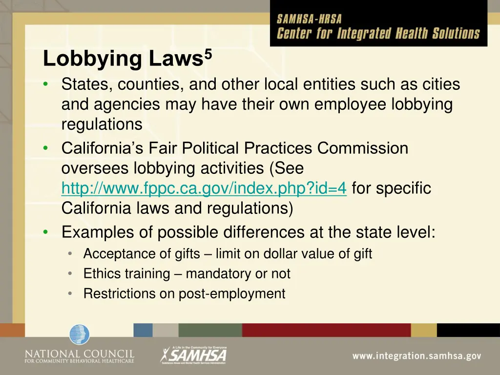 lobbying laws 5 states counties and other local