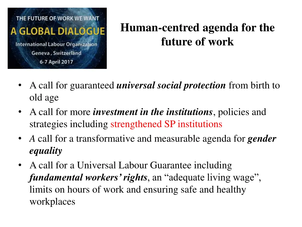 human centred agenda for the future of work