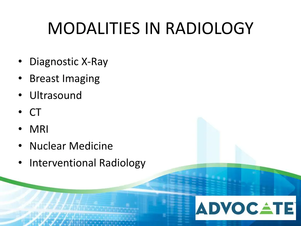 modalities in radiology