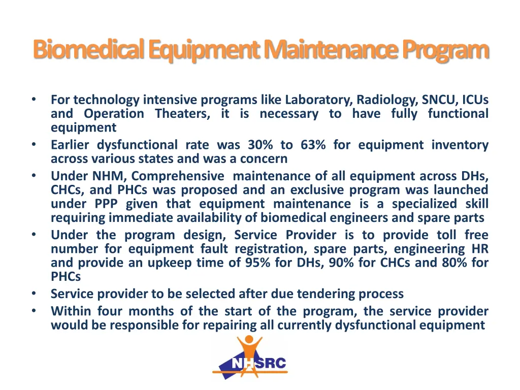 biomedical equipment maintenance program