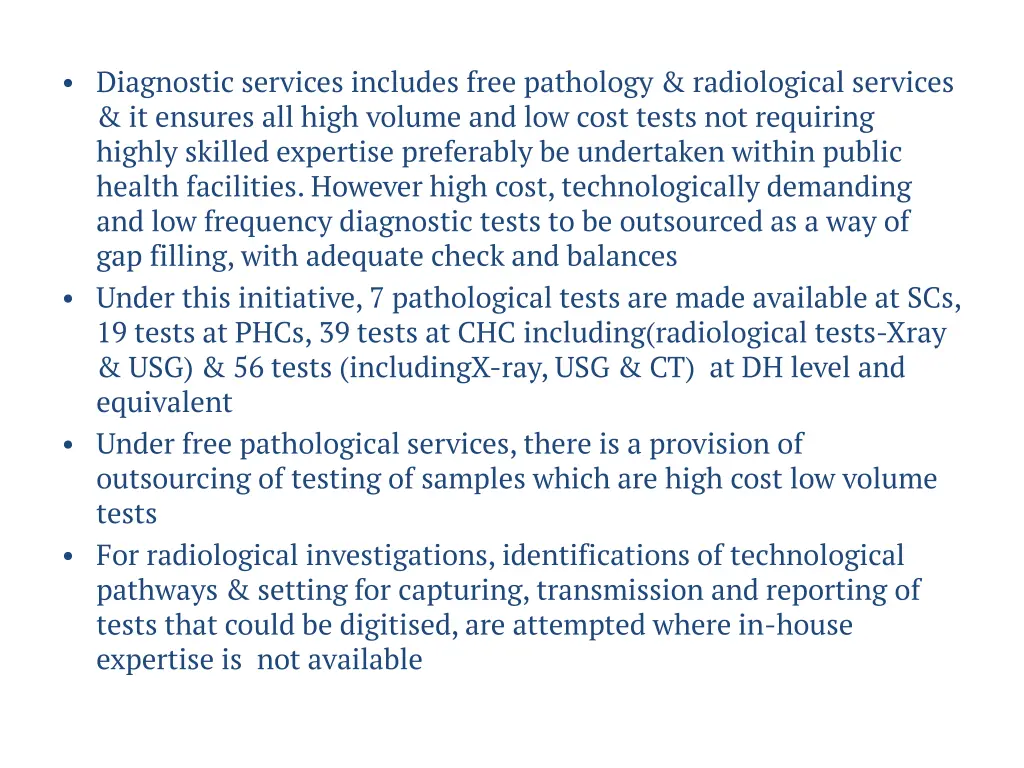 diagnostic services includes free pathology