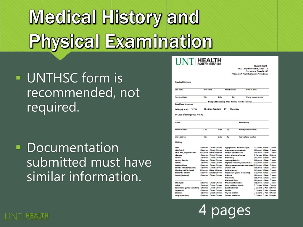 medical history and medical history and physical