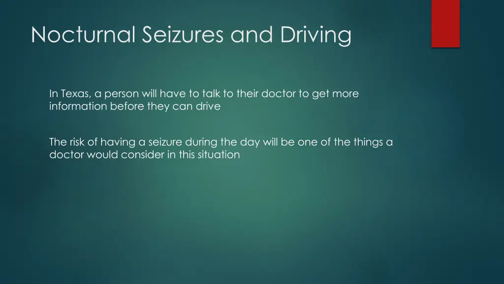 nocturnal seizures and driving