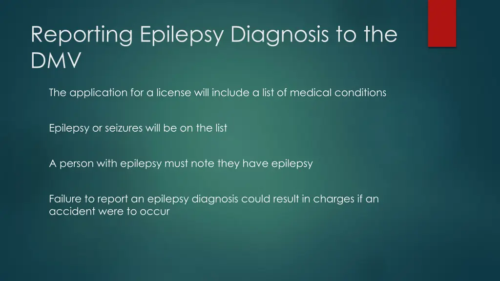 reporting epilepsy diagnosis to the dmv