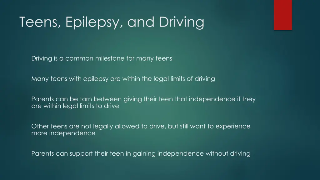 teens epilepsy and driving