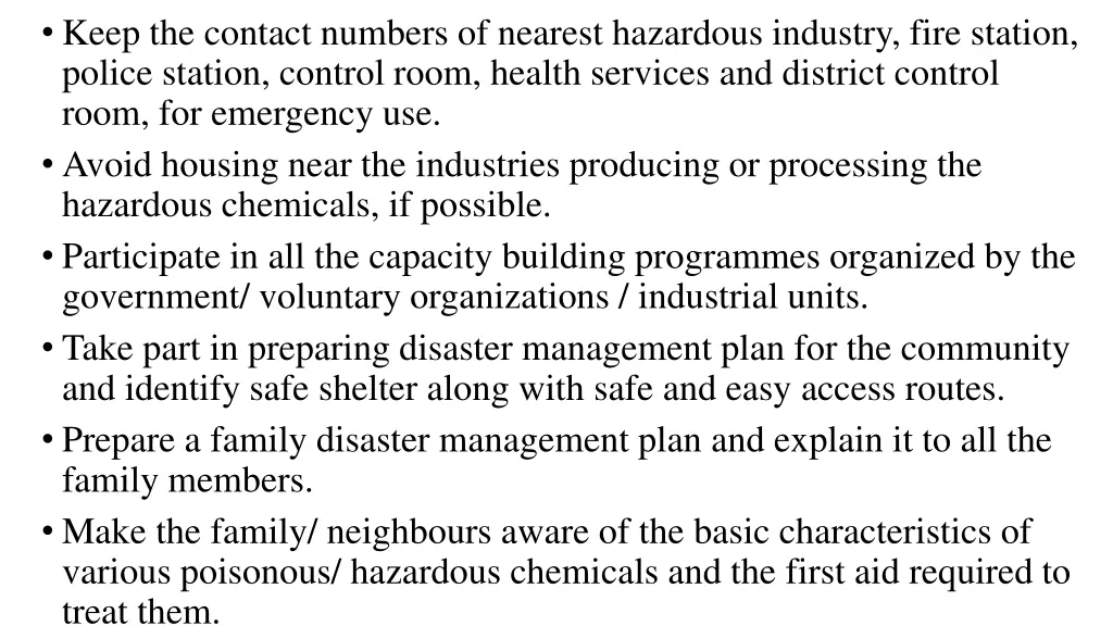 keep the contact numbers of nearest hazardous