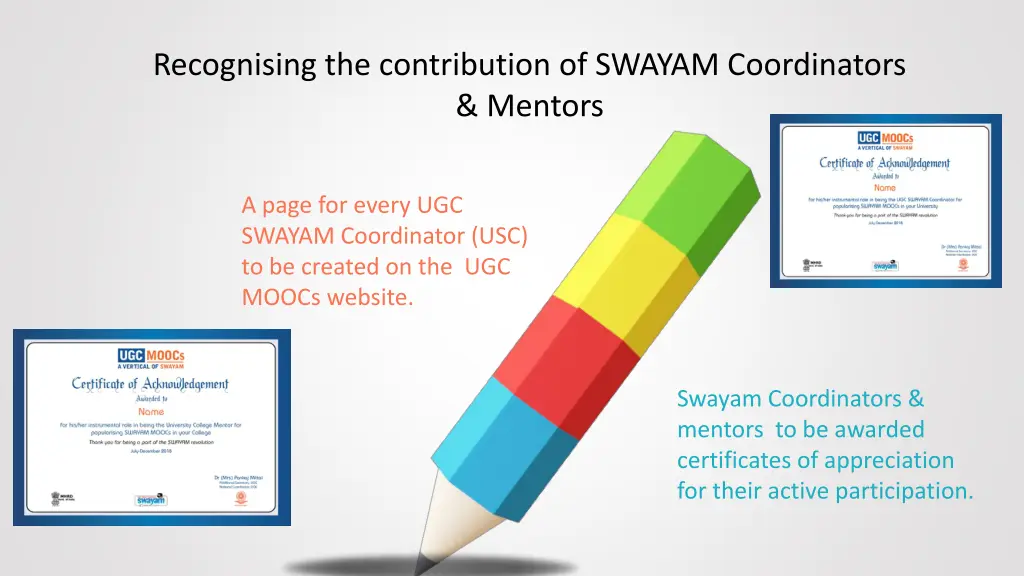 recognising the contribution of swayam