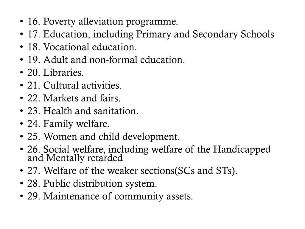 16 poverty alleviation programme 17 education