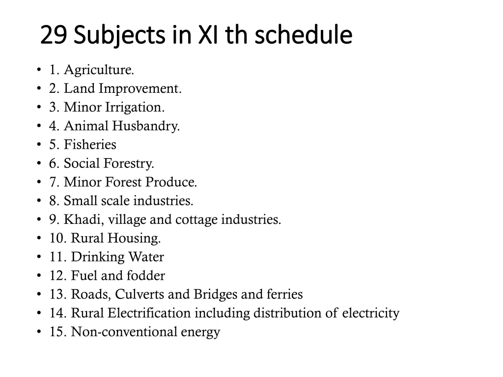 29 subjects in xi 29 subjects in xi th th schedule