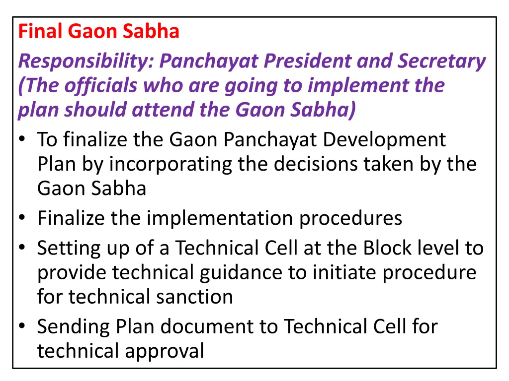 final gaon sabha responsibility panchayat