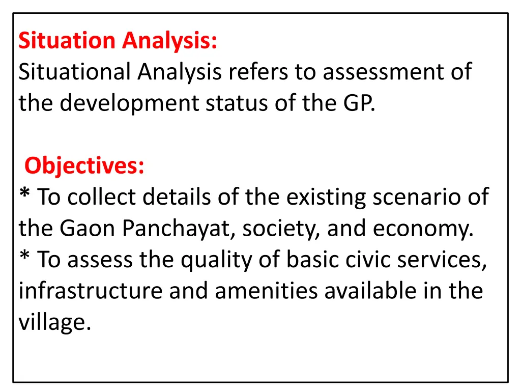 situation analysis situational analysis refers