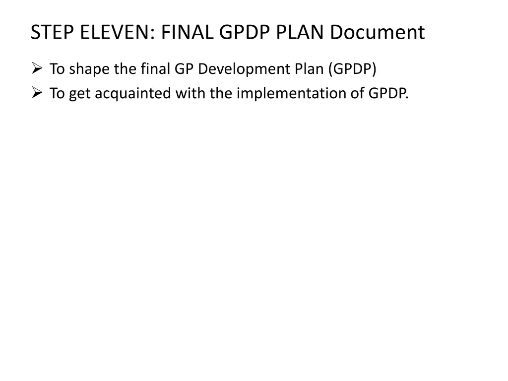 step eleven final gpdp plan document