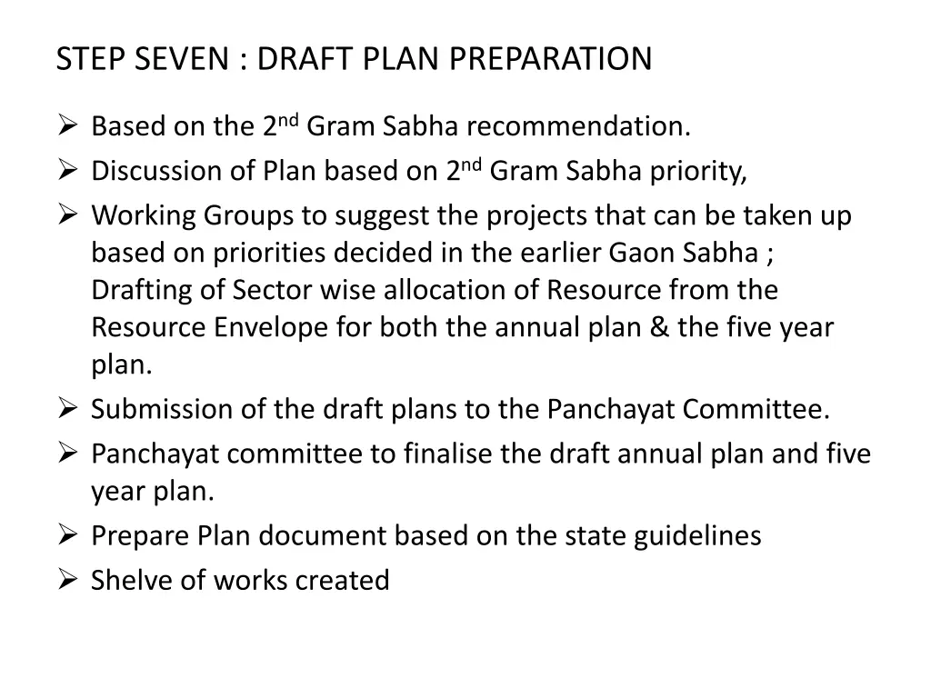 step seven draft plan preparation