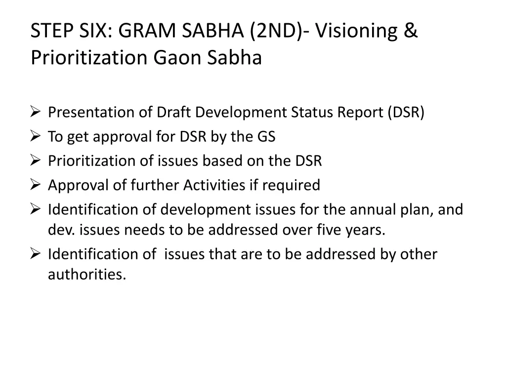 step six gram sabha 2nd visioning prioritization