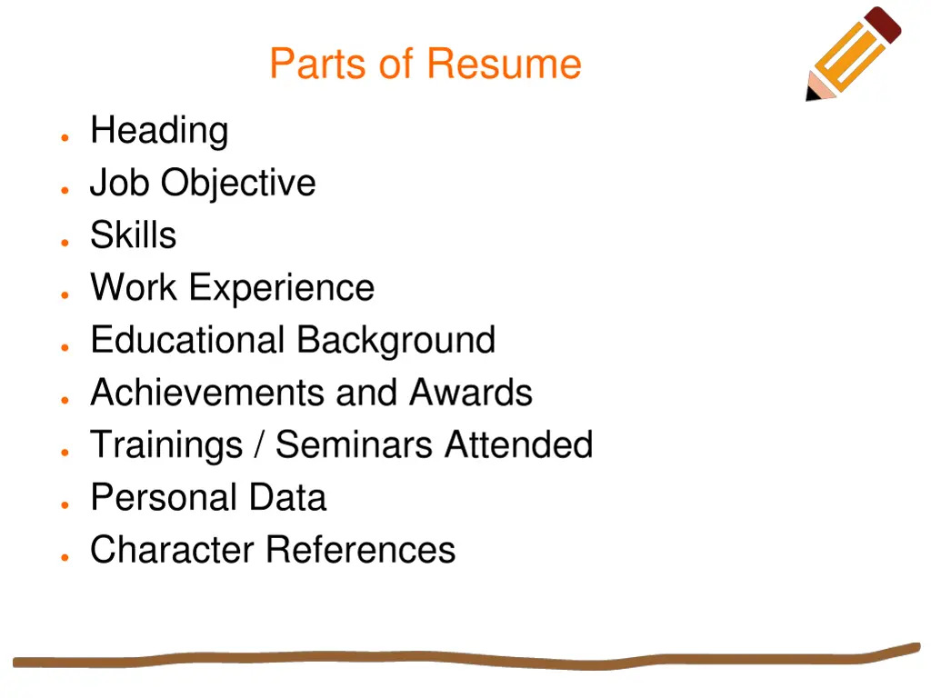 parts of resume