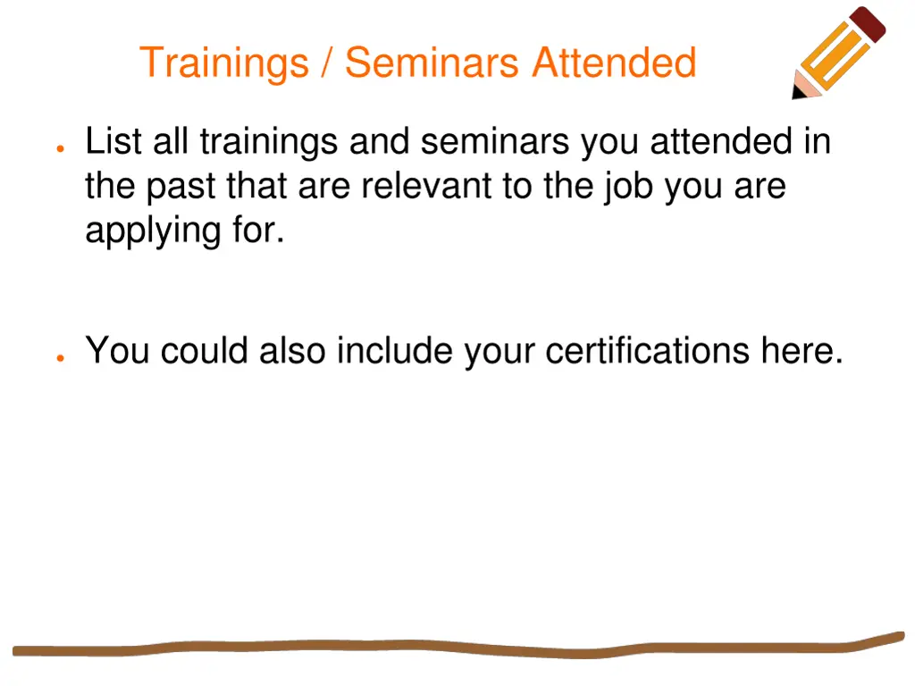 trainings seminars attended