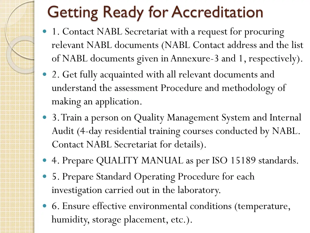 getting ready for accreditation 1 contact nabl