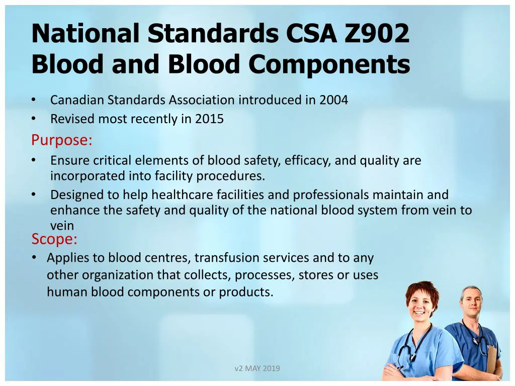 national standards csa z902 blood and blood