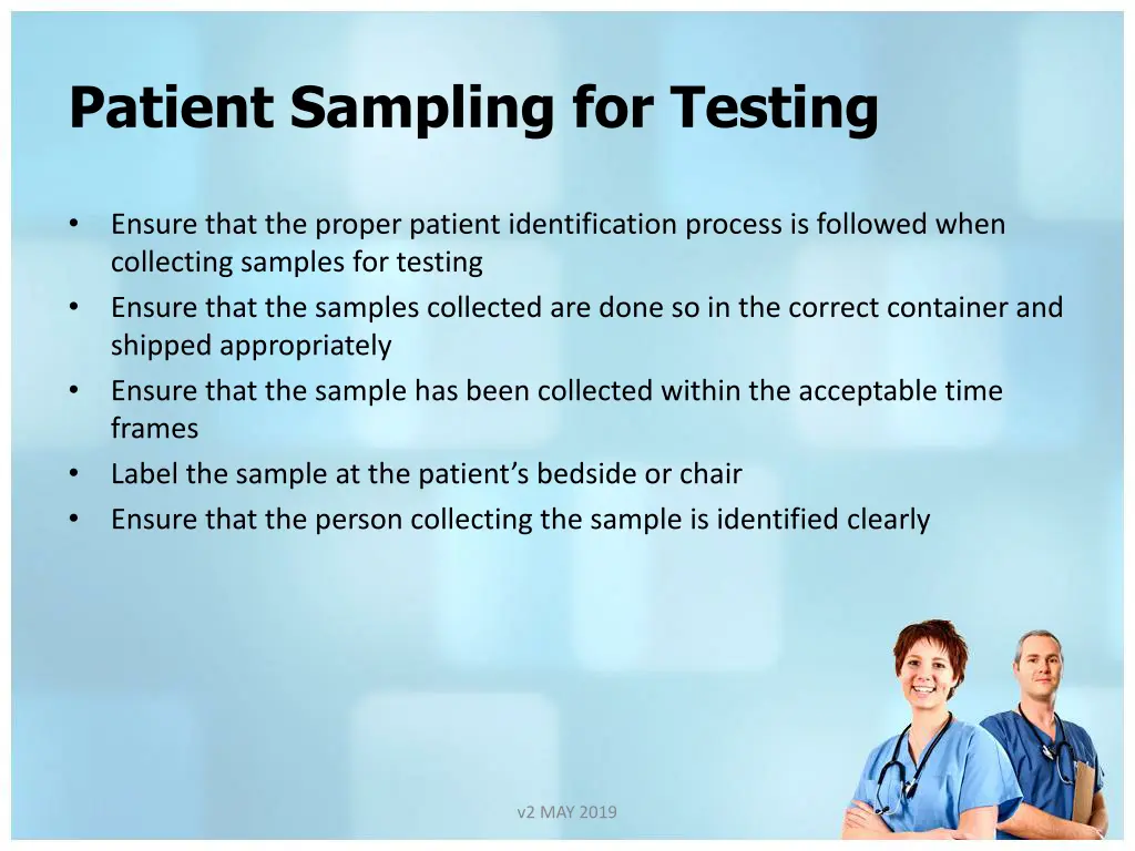 patient sampling for testing