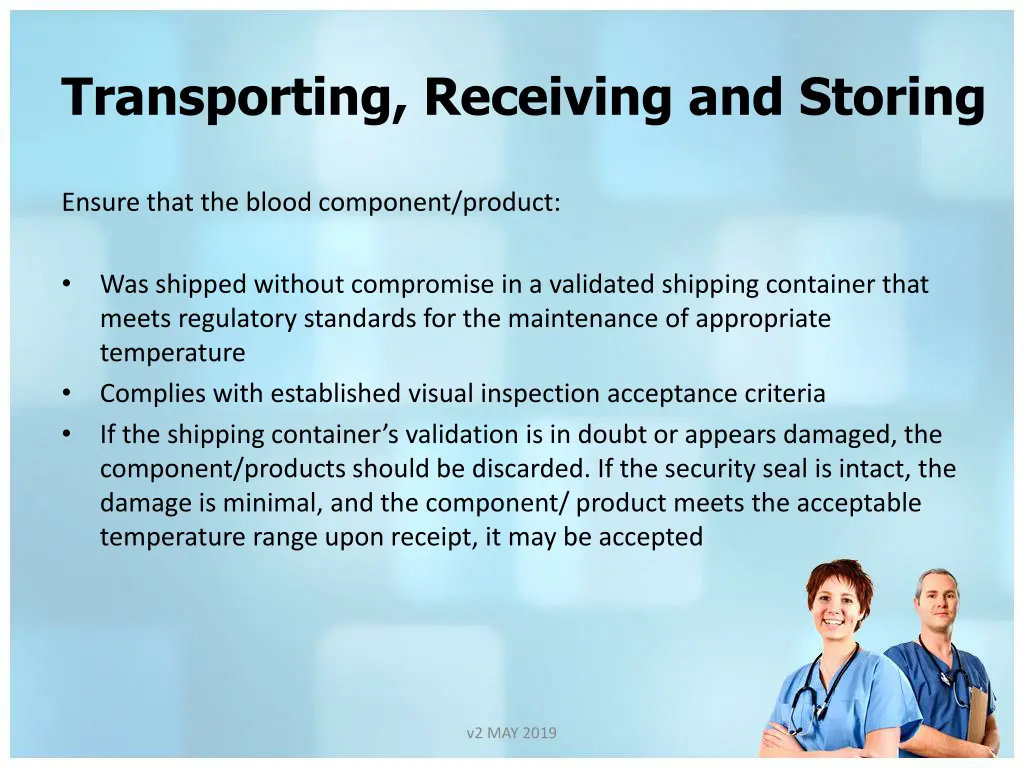 transporting receiving and storing