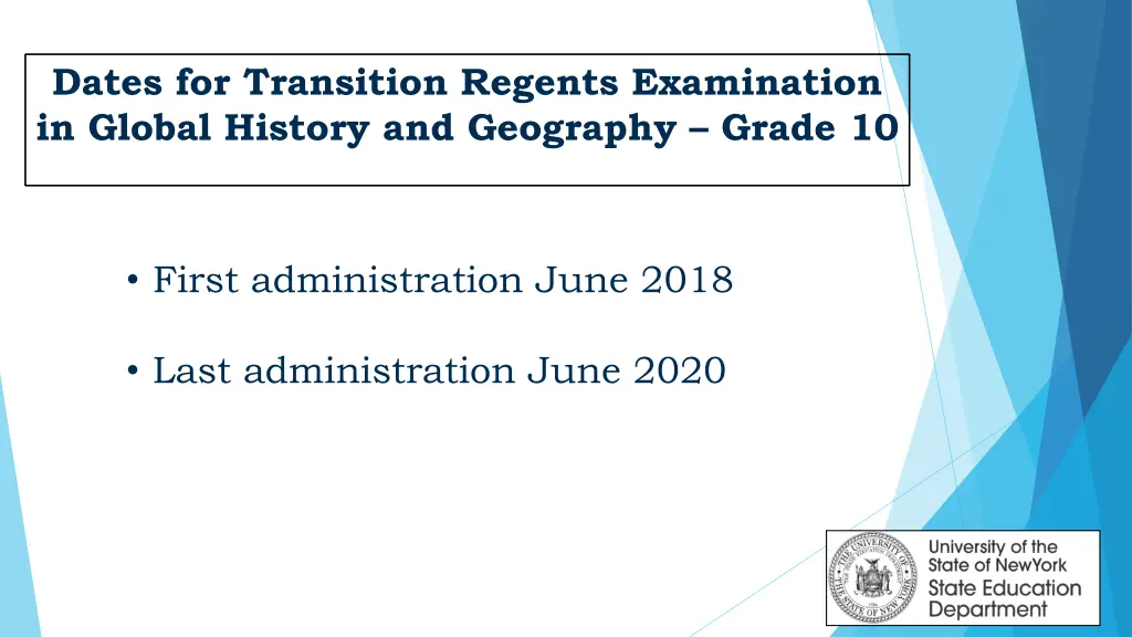 dates for transition regents examination