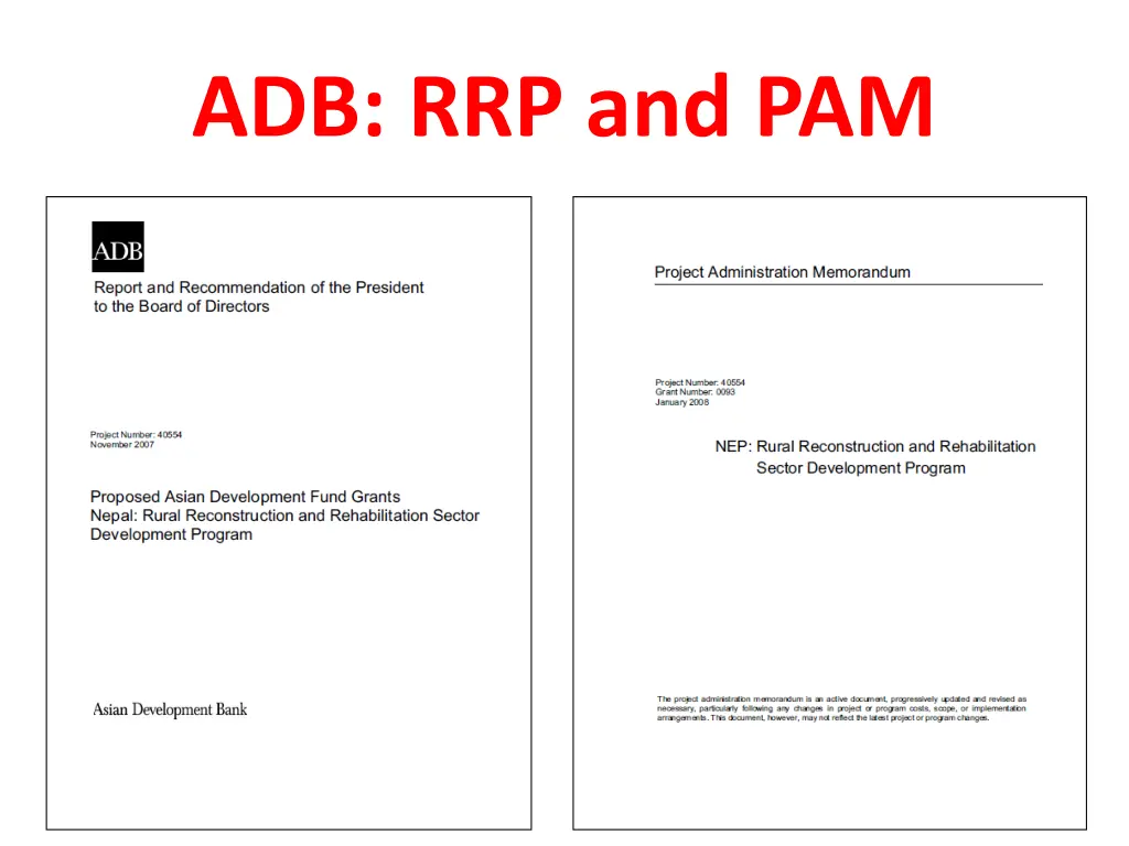 adb rrp and pam