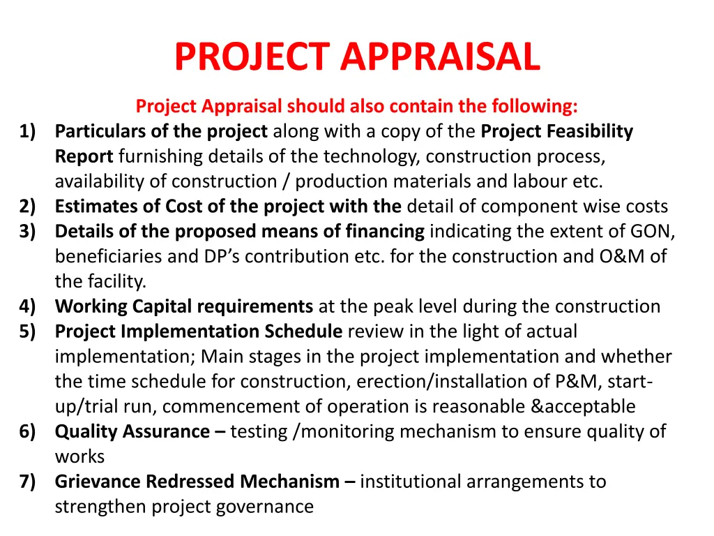 project appraisal