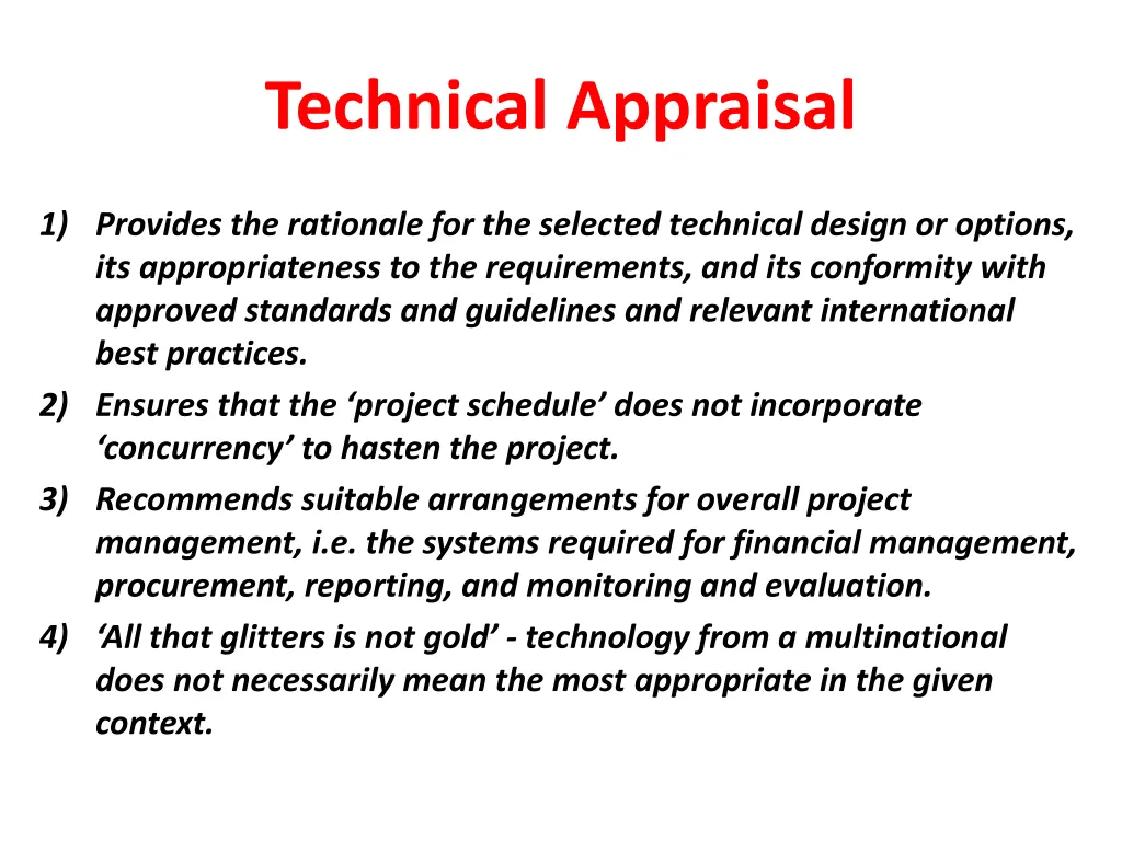 technical appraisal