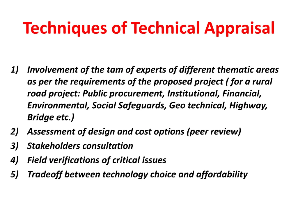 techniques of technical appraisal