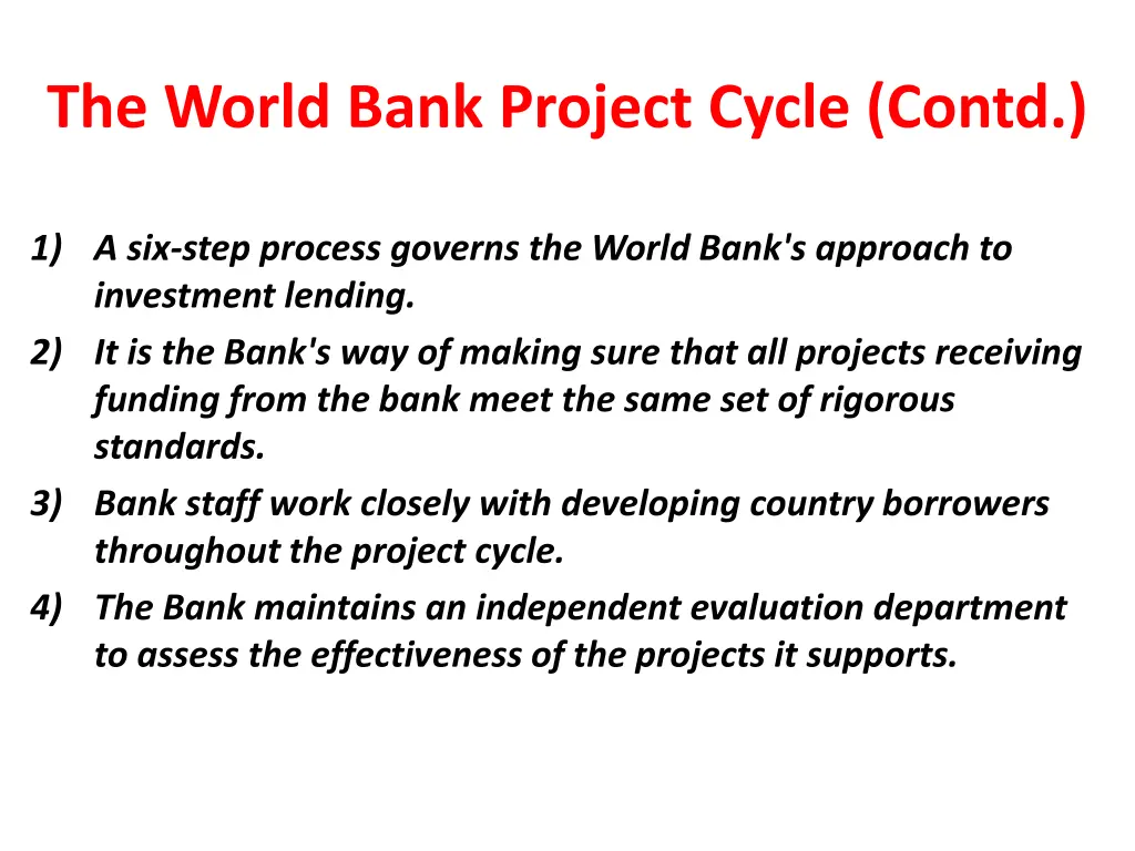 the world bank project cycle contd