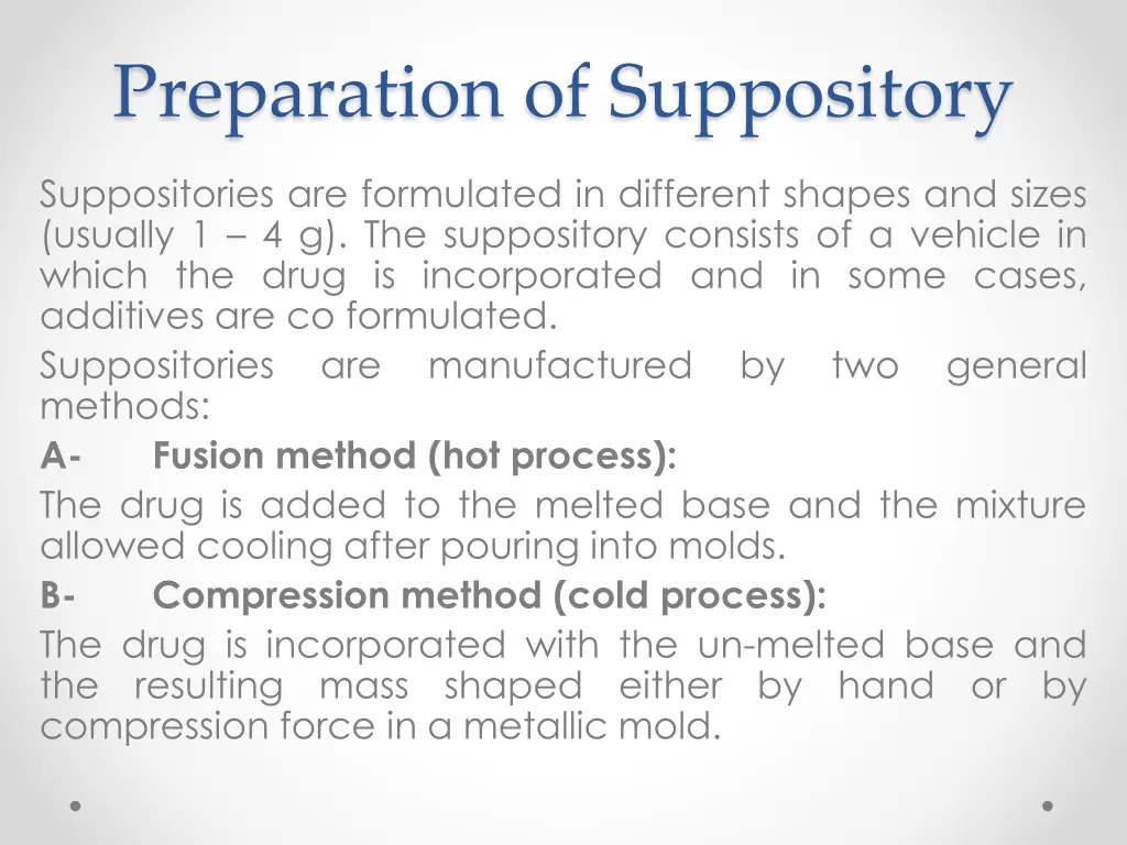 preparation of suppository