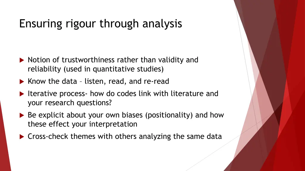 ensuring rigour through analysis