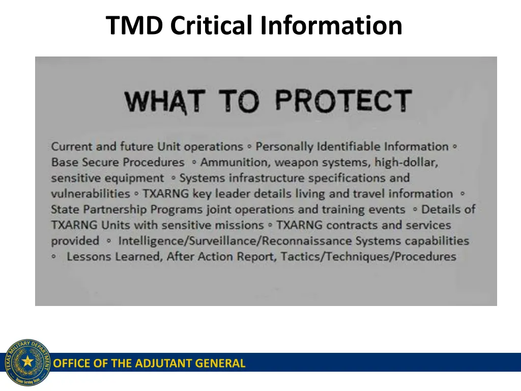 tmd critical information