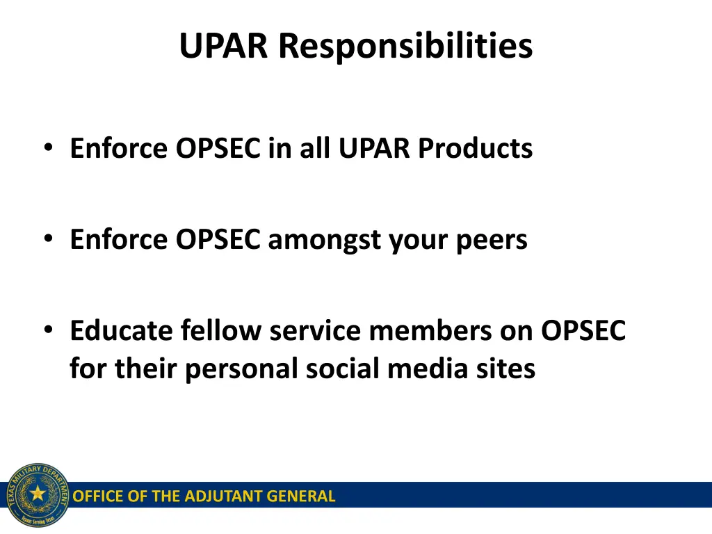 upar responsibilities