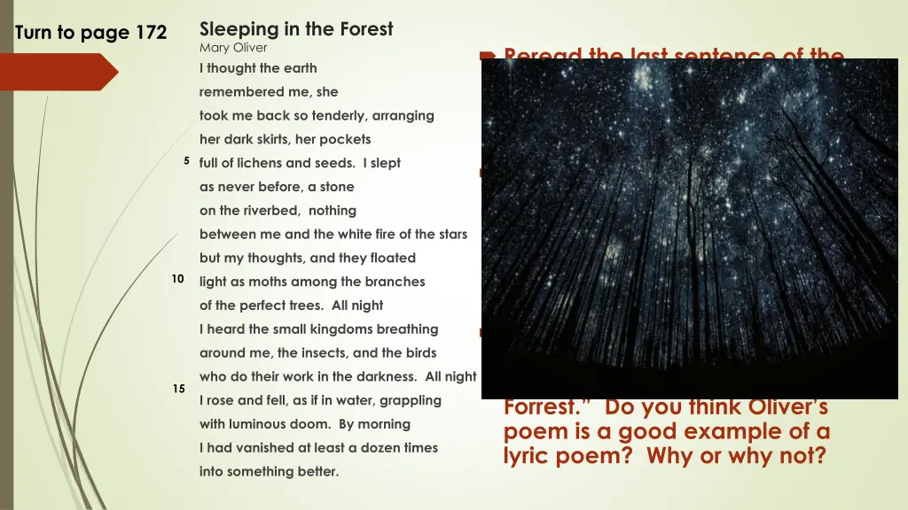 sleeping in the forest mary oliver i thought