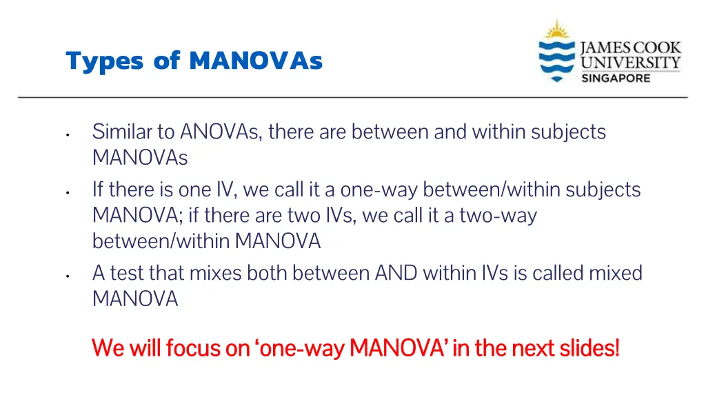 types of manovas