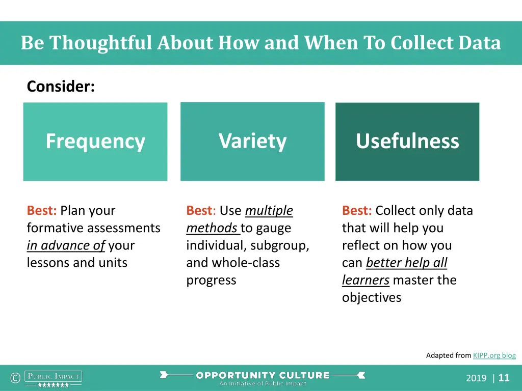 be thoughtful about how and when to collect data