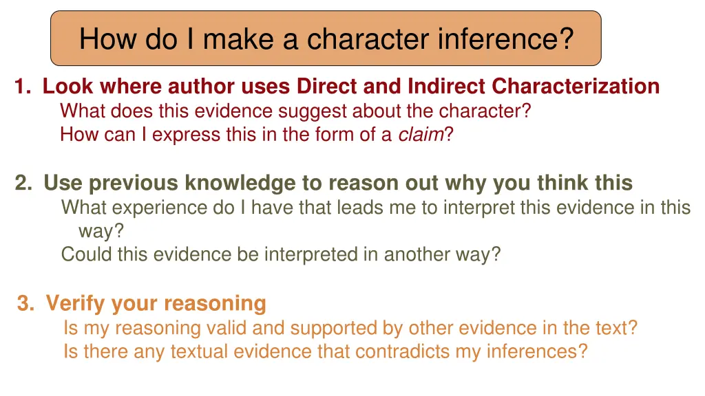 how do i make a character inference