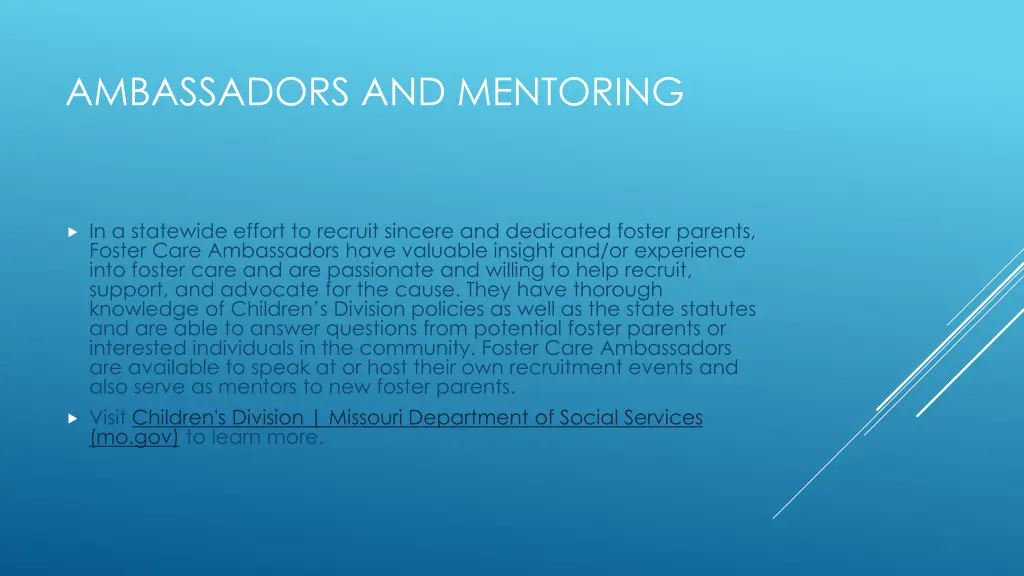 ambassadors and mentoring