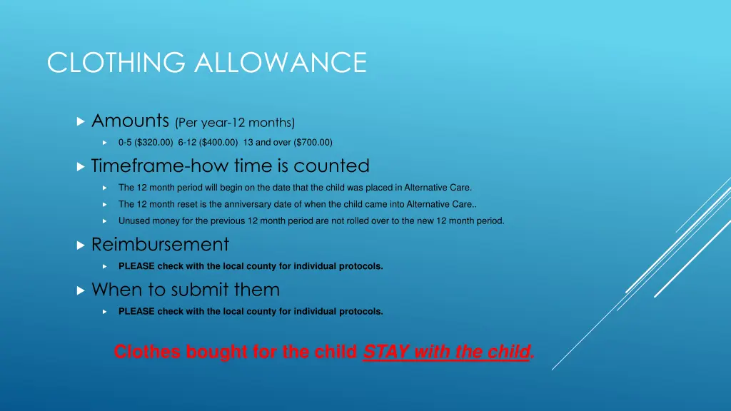 clothing allowance