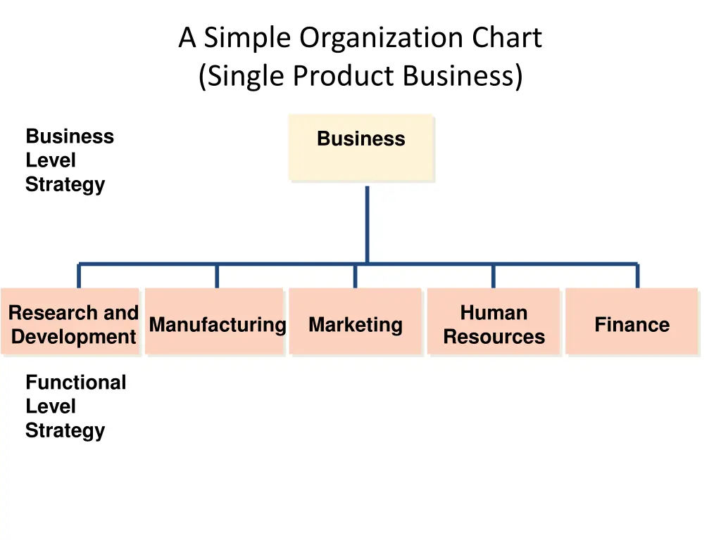 a simple organization chart single product