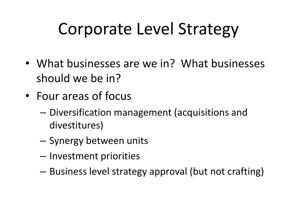 corporate level strategy