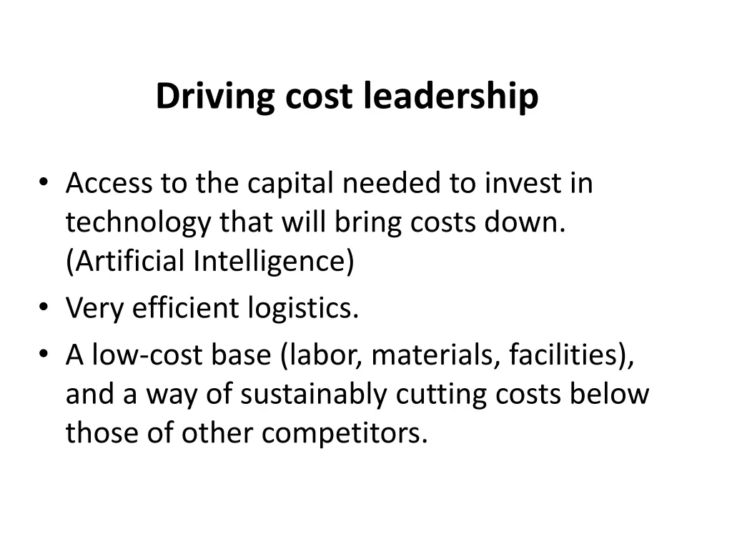 driving cost leadership