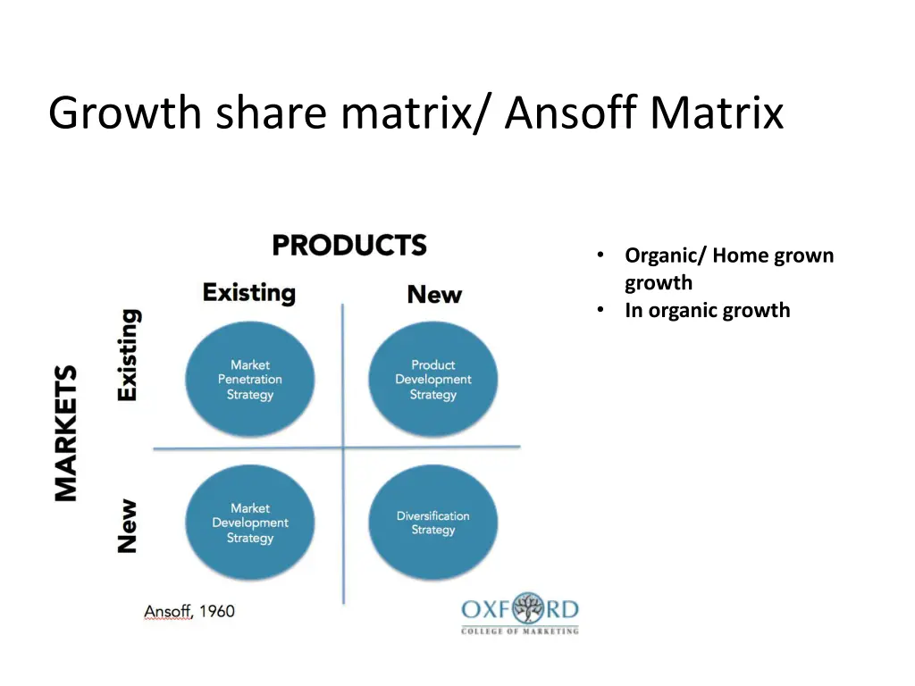 growth share matrix ansoff matrix